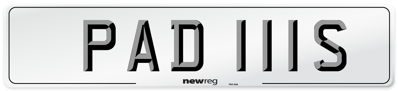 PAD 111S Number Plate from New Reg